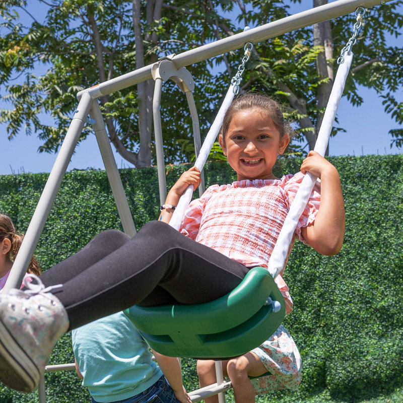 The Swing Company Yonkers Metal Swing Set with Glide Ride Trapeze